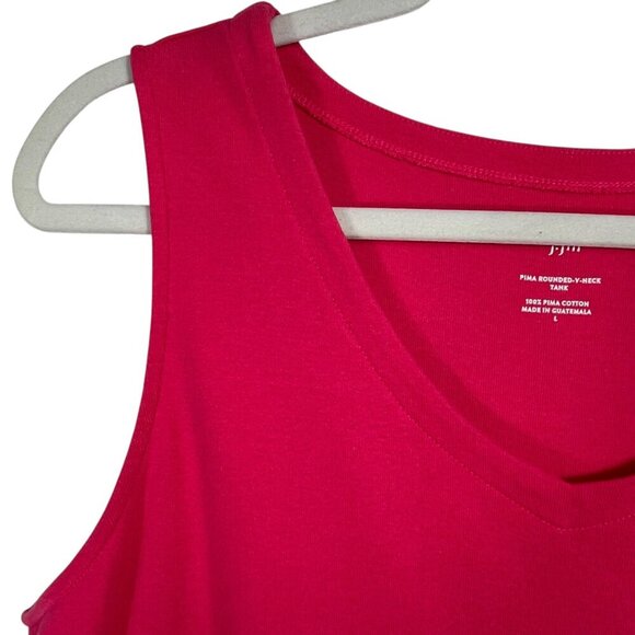 J. Jill Pima Rounded V Neck A-Line Tank Sz Large Strawberry Red Pink 100% Cotton - Picture 5 of 10